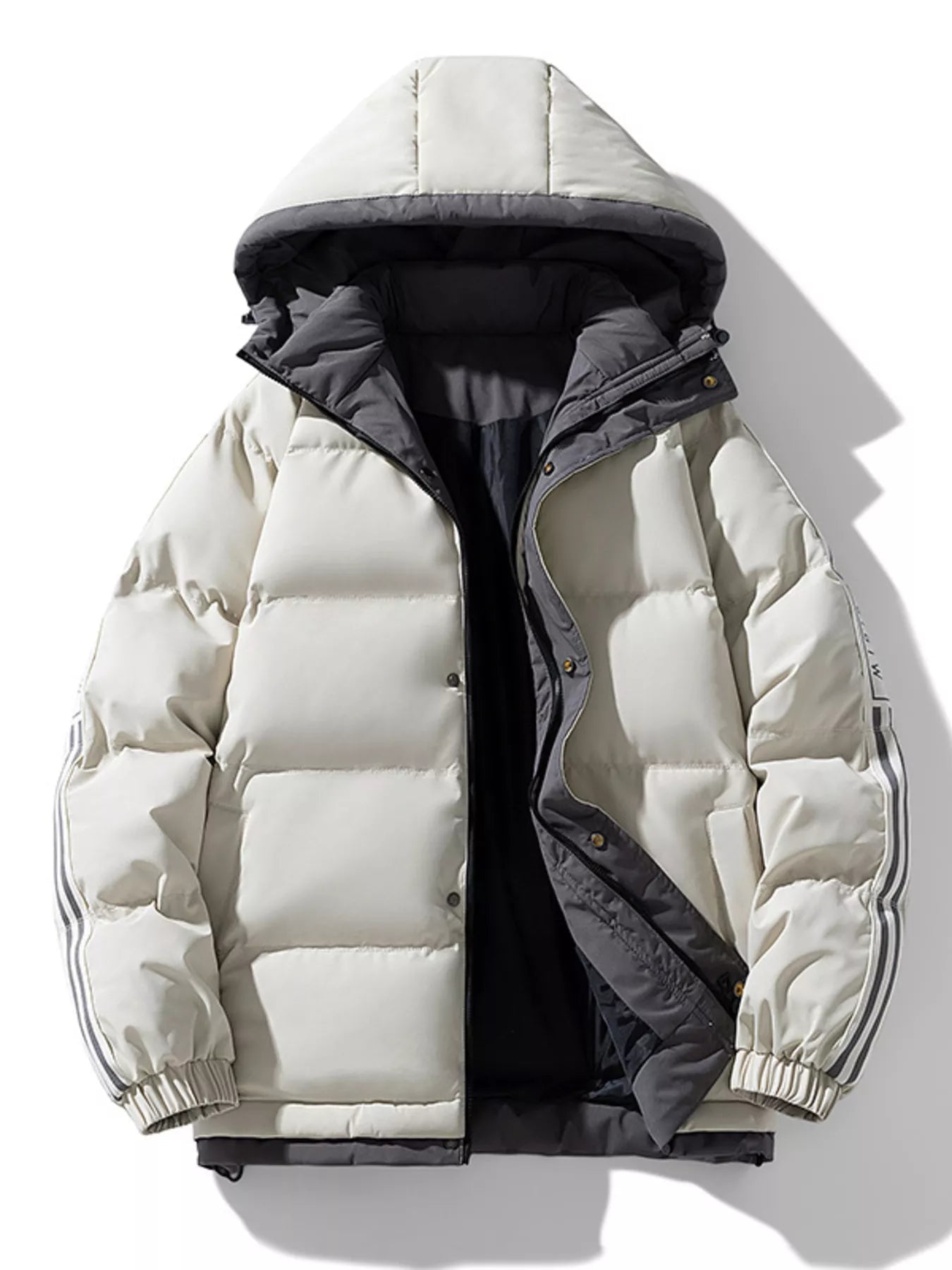 Men's Plus Size Hooded Padded Winter Coat designed for comfort and style at Lookzlike