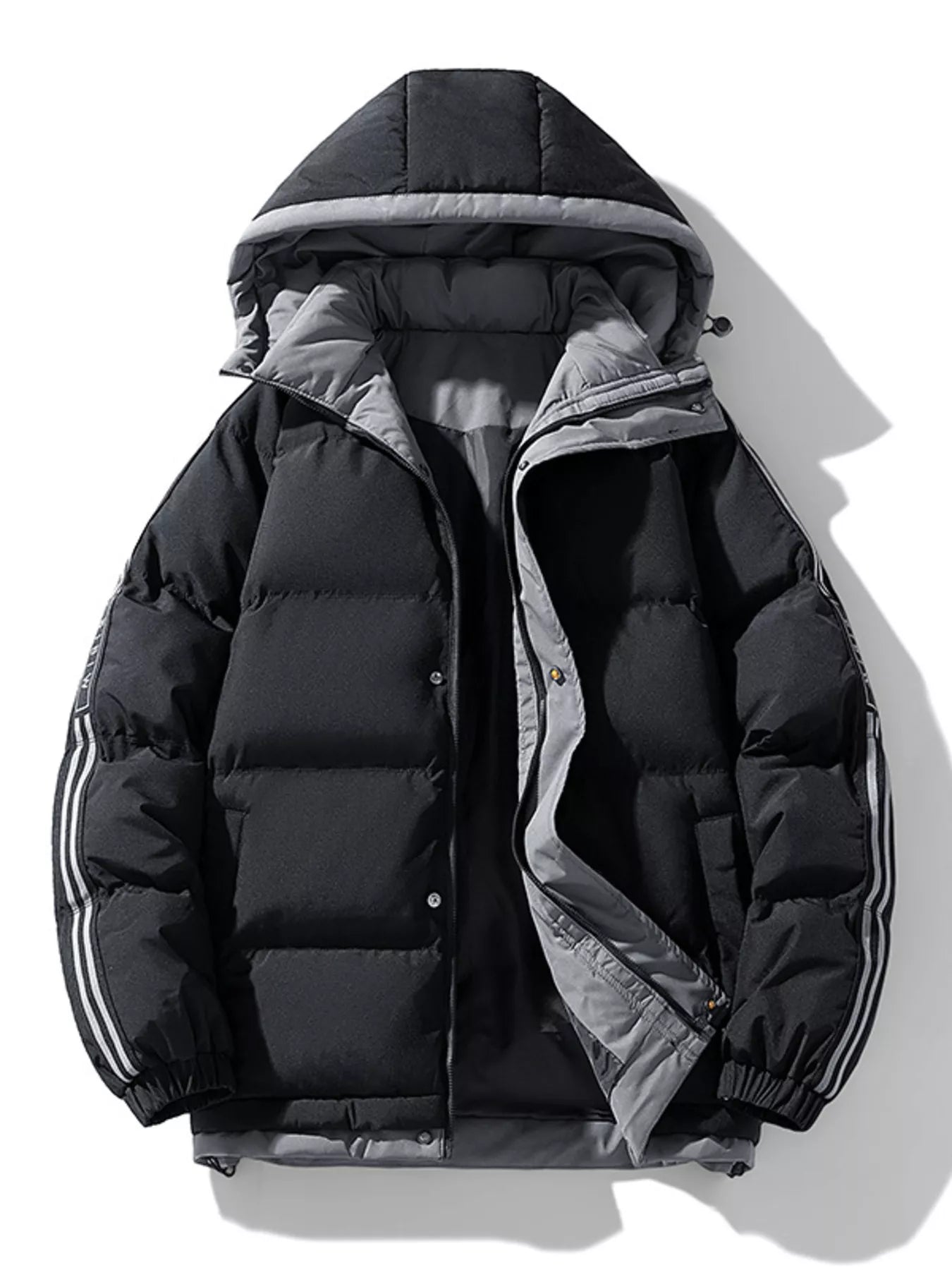 Men's Plus Size Hooded Padded Winter Coat designed for comfort and style at Lookzlike