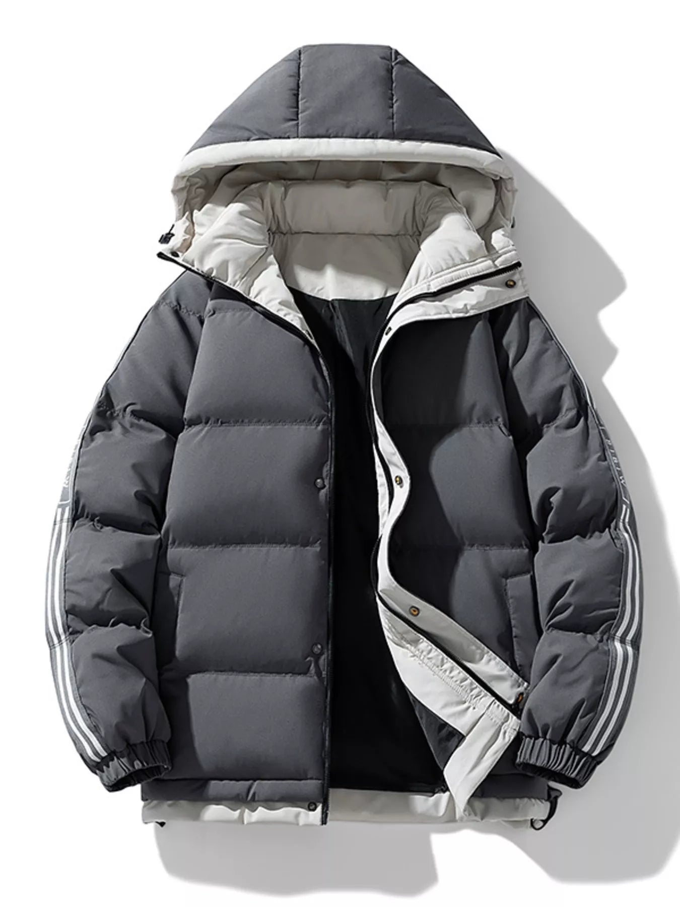 Men's Plus Size Hooded Padded Winter Coat designed for comfort and style at Lookzlike