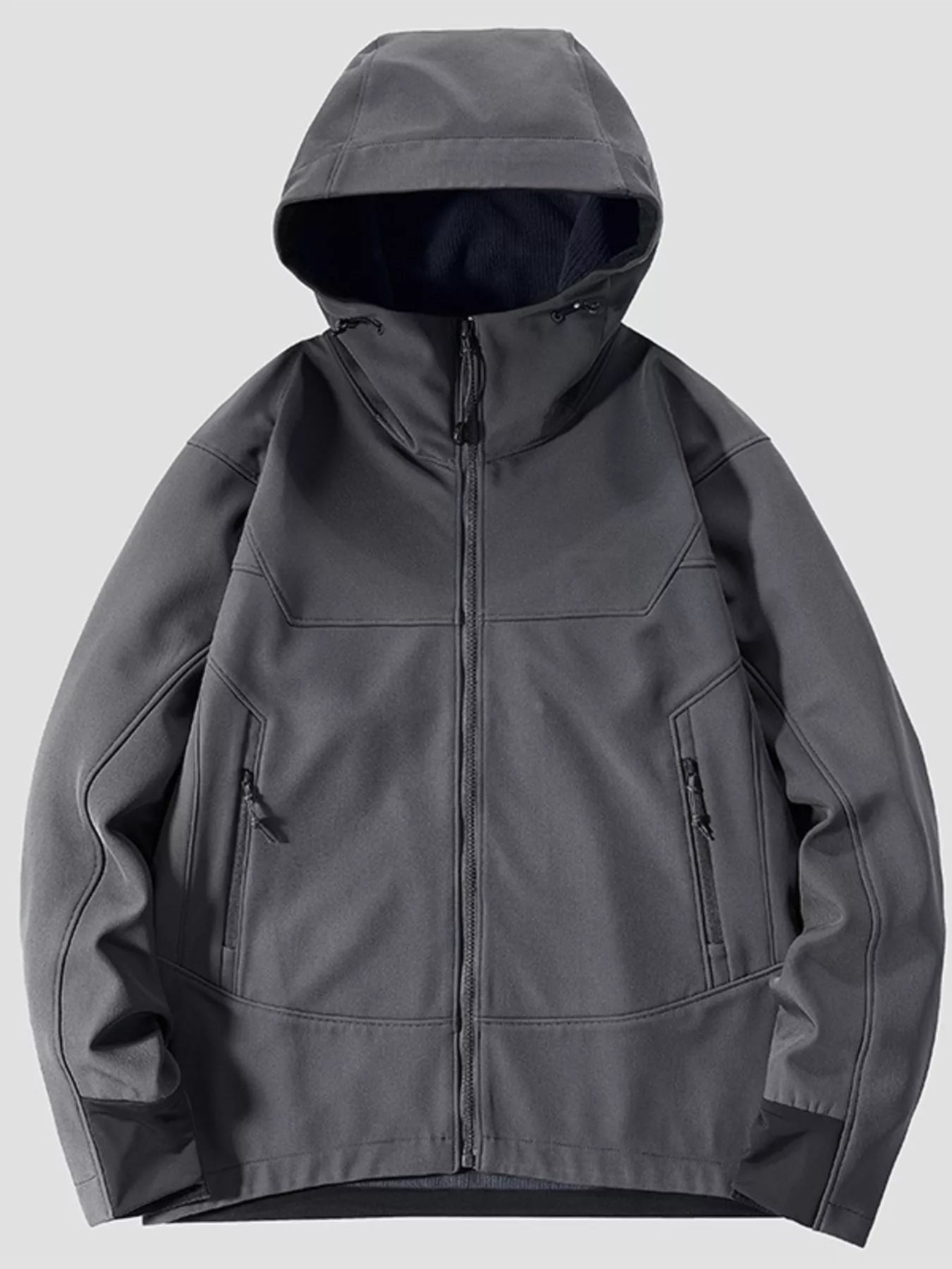 Men's Plus Size Hooded Zip Up Jacket designed for comfort and style at Lookzlike