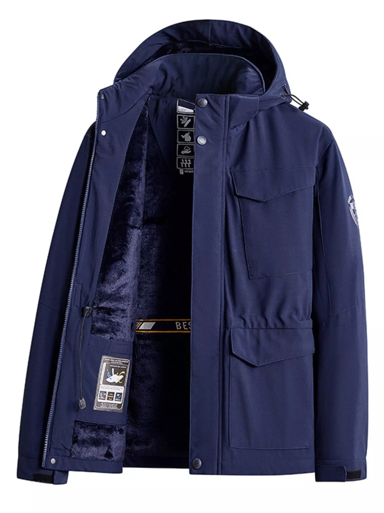 Men's Plus Size Hooded Zip Up Parka Coat designed for comfort and style at Lookzlike