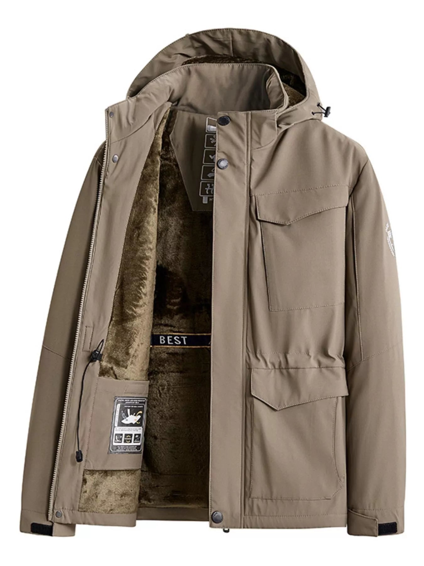 Men's Plus Size Hooded Zip Up Parka Coat designed for comfort and style at Lookzlike