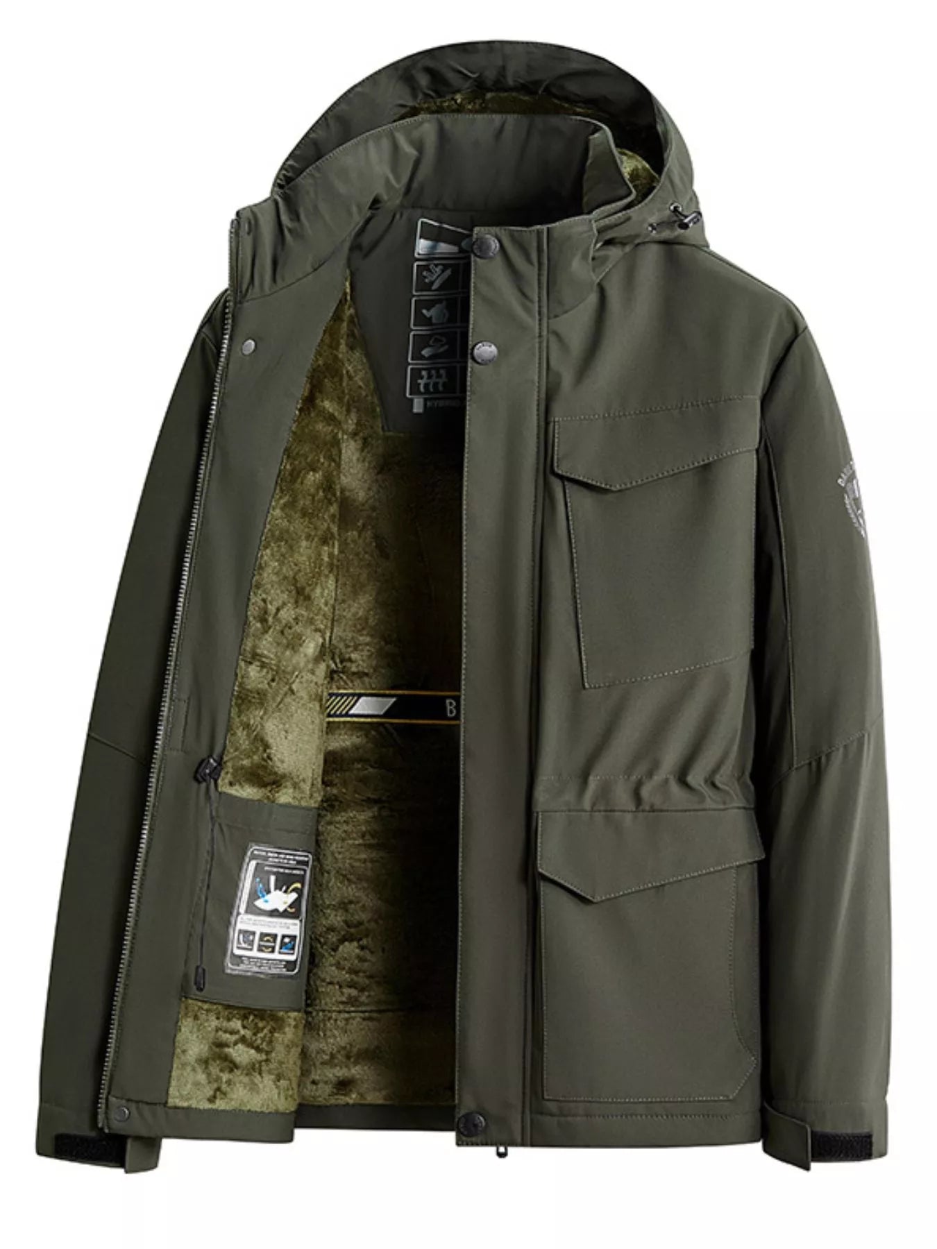 Men's Plus Size Hooded Zip Up Parka Coat designed for comfort and style at Lookzlike