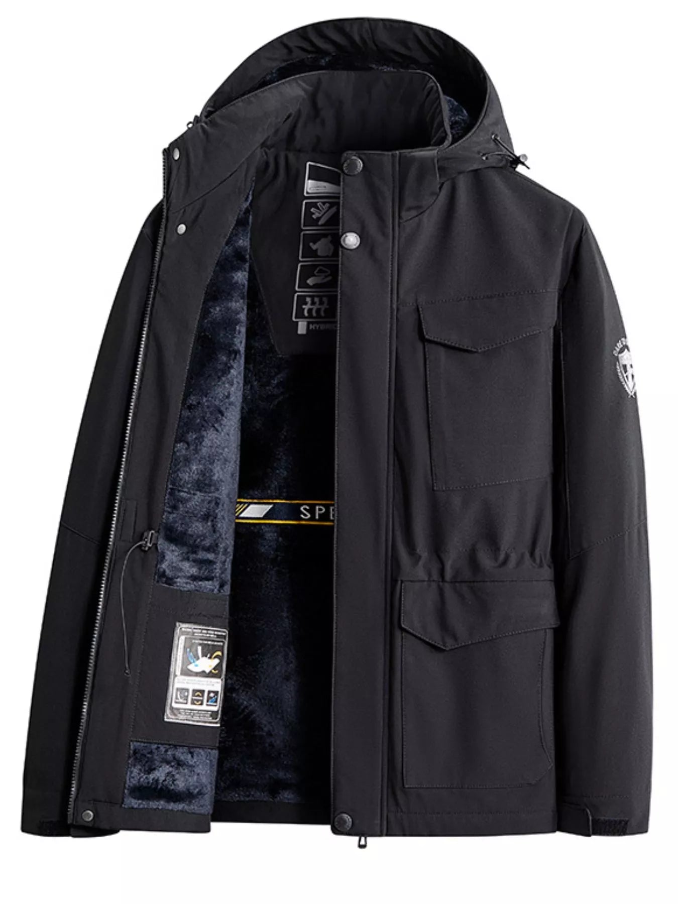 Men's Plus Size Hooded Zip Up Parka Coat designed for comfort and style at Lookzlike