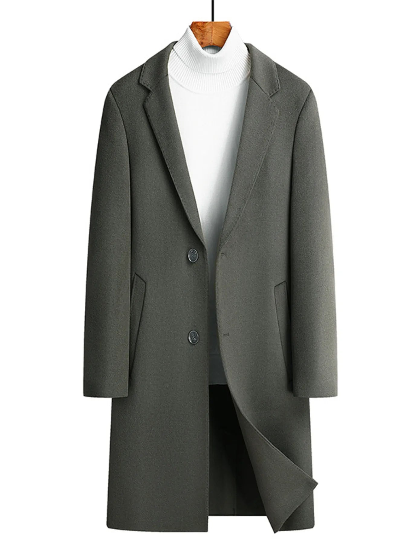 Men's Plus Size Lapel Collar Long Coat designed for comfort and style at Lookzlike