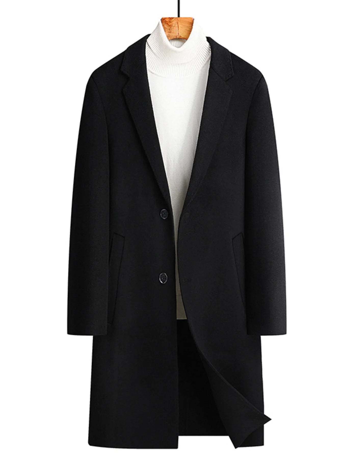 Men's Plus Size Lapel Collar Long Coat designed for comfort and style at Lookzlike