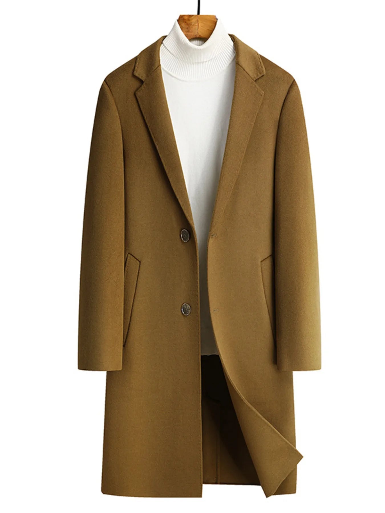 Men's Plus Size Lapel Collar Long Coat designed for comfort and style at Lookzlike