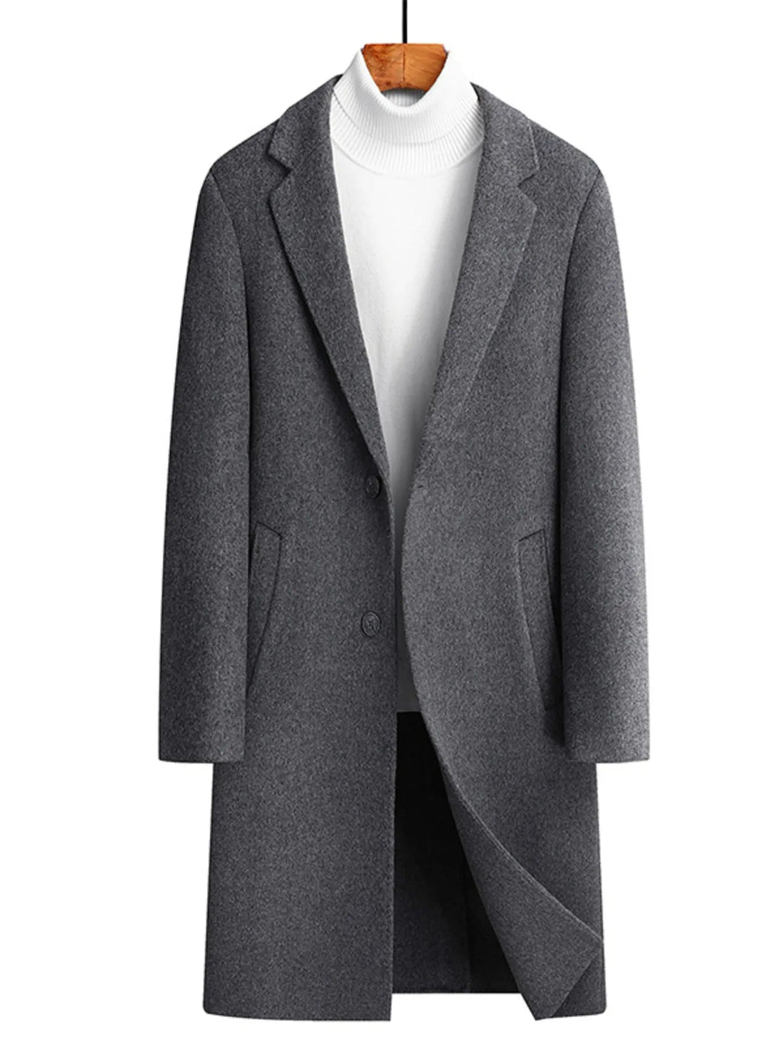 Men's Plus Size Lapel Collar Long Coat designed for comfort and style at Lookzlike