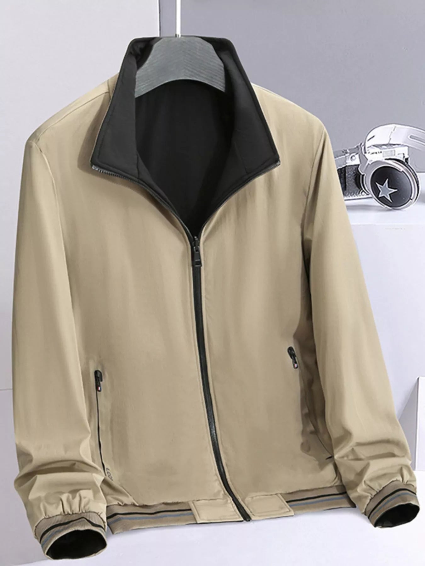 Men's Plus Size Lightweight Casual Zip - Up Jacket designed for comfort and style at Lookzlike