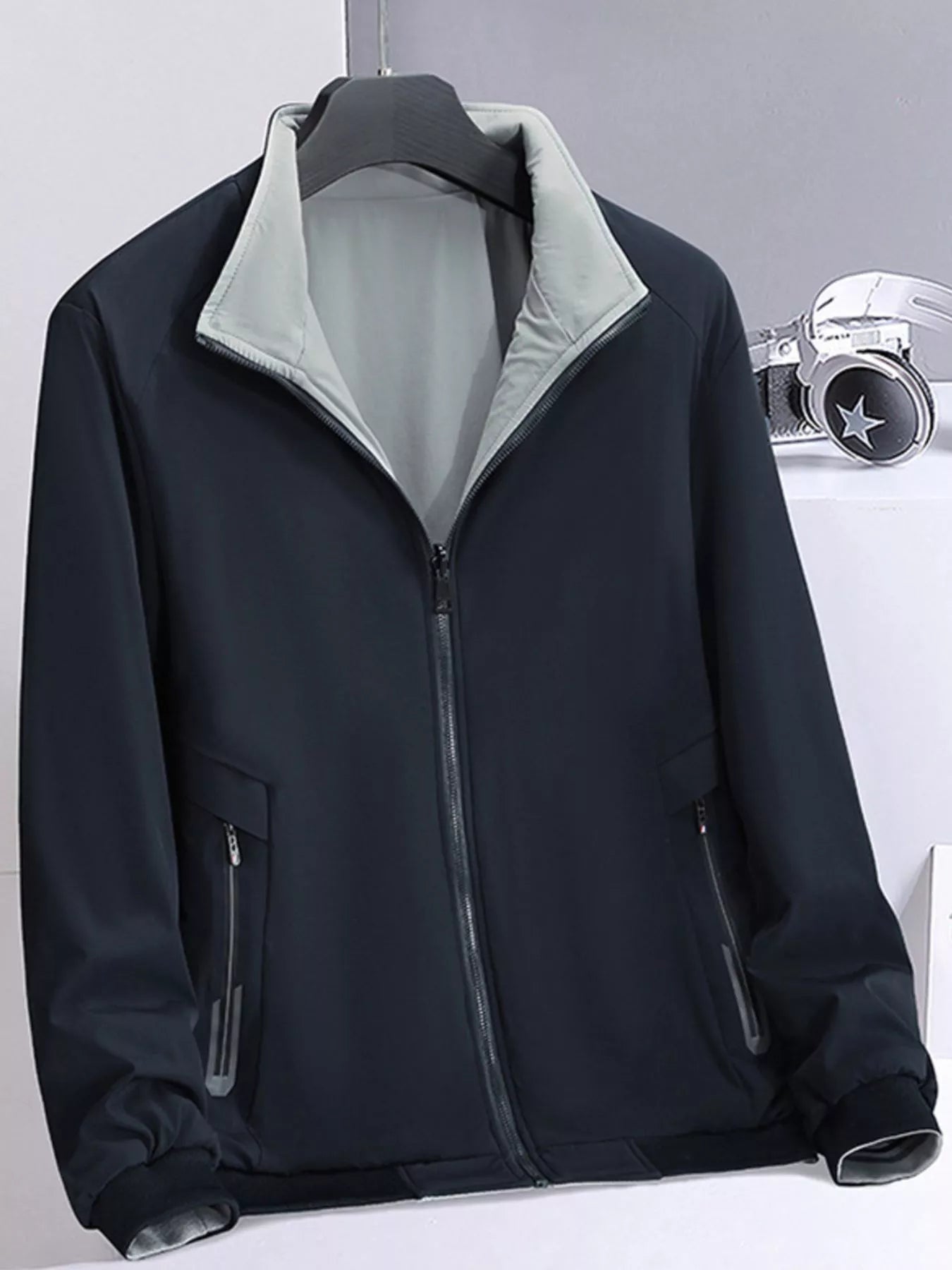 Men's Plus Size Lightweight Casual Zip - Up Jacket designed for comfort and style at Lookzlike