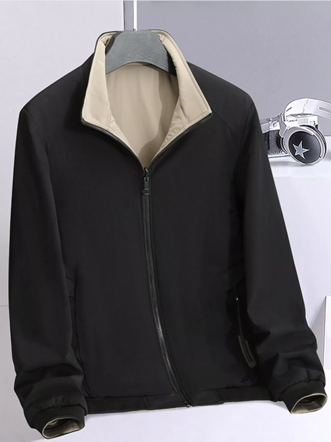 Men's Plus Size Lightweight Casual Zip - Up Jacket designed for comfort and style at Lookzlike