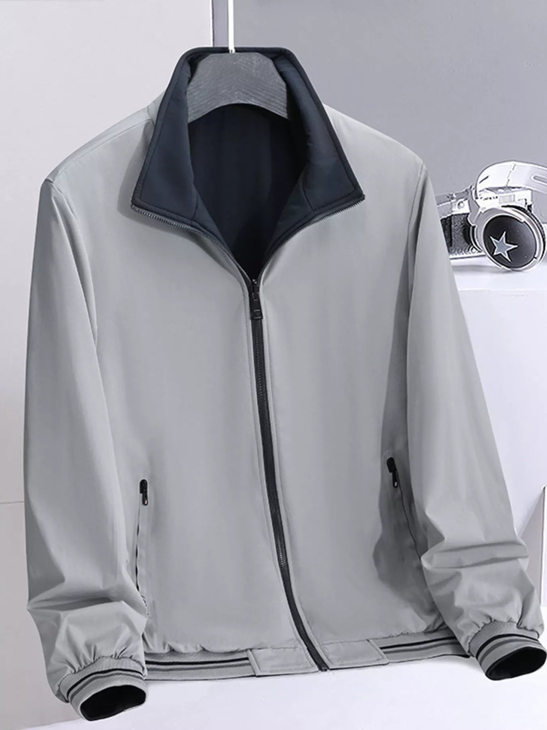 Men's Plus Size Lightweight Casual Zip - Up Jacket designed for comfort and style at Lookzlike