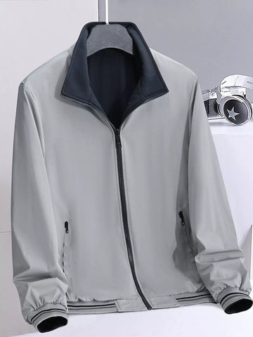 Men's Plus Size Lightweight Casual Zip - Up Jacket designed for comfort and style at Lookzlike