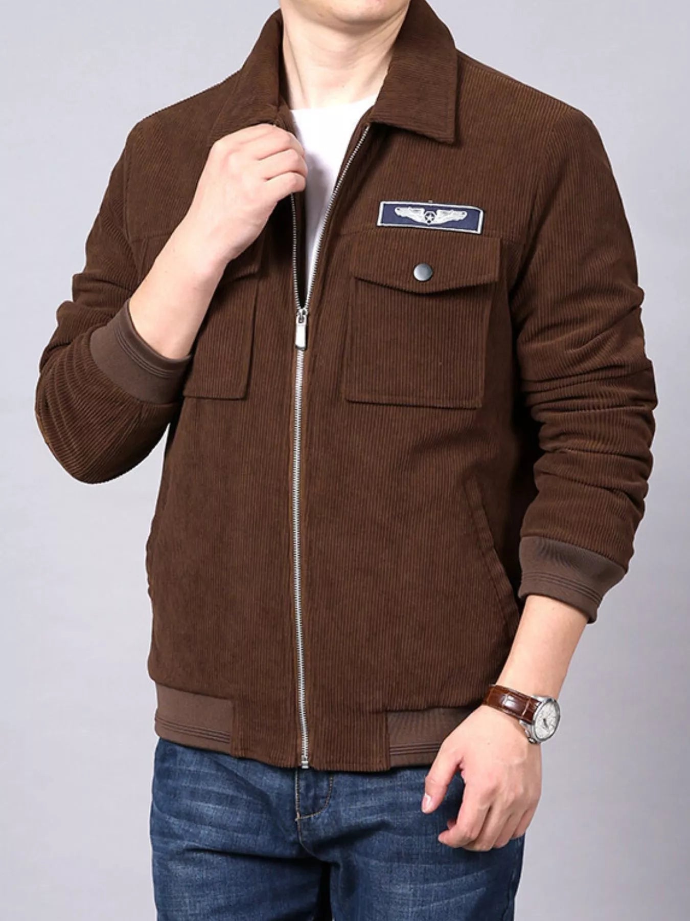 Men's Plus Size Lightweight Zip Up Outdoor Jacket designed for comfort and style at Lookzlike