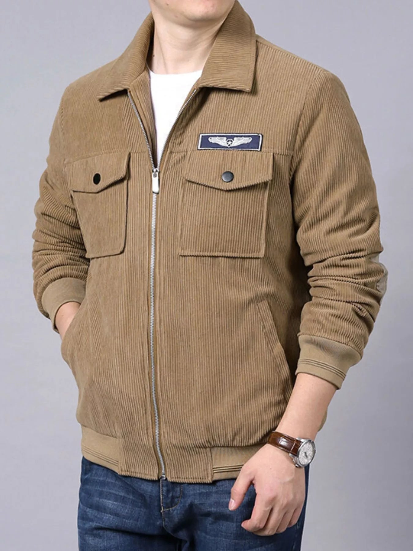 Men's Plus Size Lightweight Zip Up Outdoor Jacket designed for comfort and style at Lookzlike