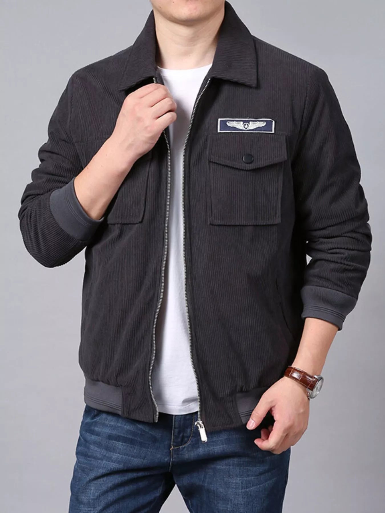 Men's Plus Size Lightweight Zip Up Outdoor Jacket designed for comfort and style at Lookzlike