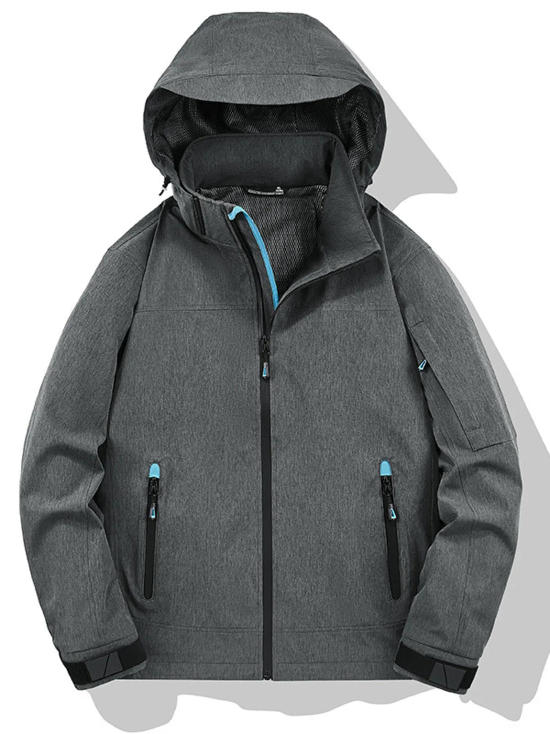 Men's Plus Size Outdoor Zip Up Hooded Jacket designed for comfort and style at Lookzlike