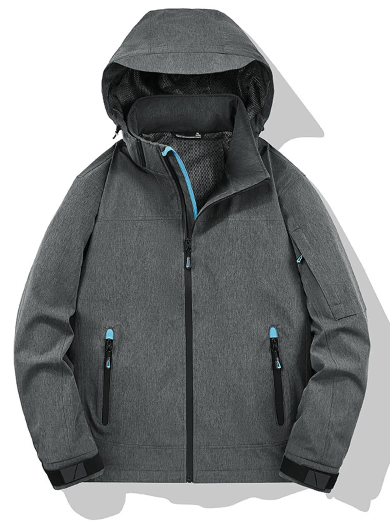 Men's Plus Size Outdoor Zip Up Hooded Jacket designed for comfort and style at Lookzlike