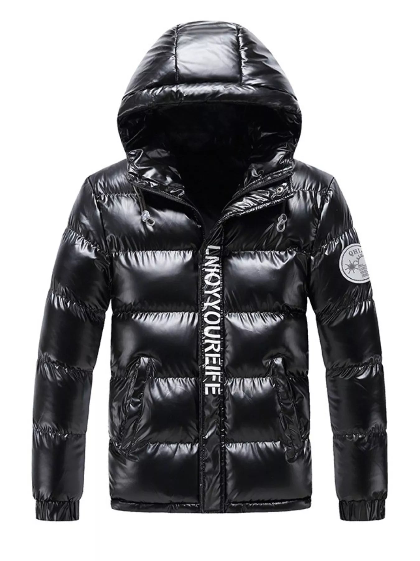 Men's Plus Size Padded Hooded Winter Coat designed for comfort and style at Lookzlike