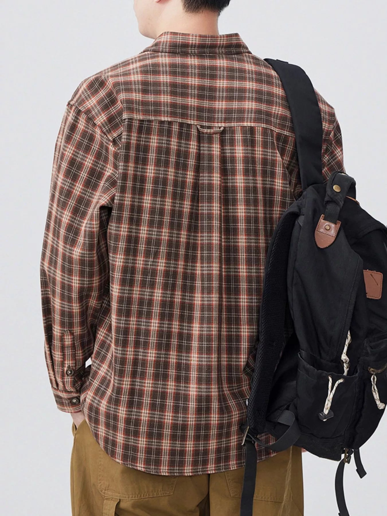 Men's Plus Size Plaid Button Up Long Sleeve Shirt designed for comfort and style at Lookzlike