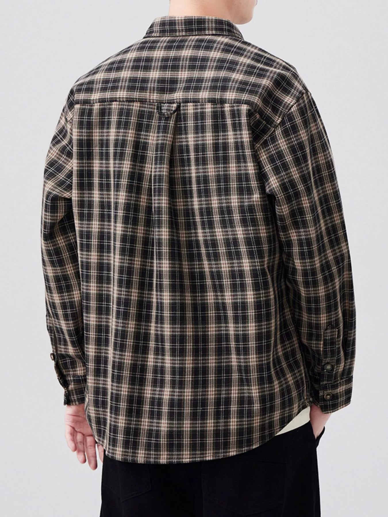 Men's Plus Size Plaid Button Up Long Sleeve Shirt designed for comfort and style at Lookzlike