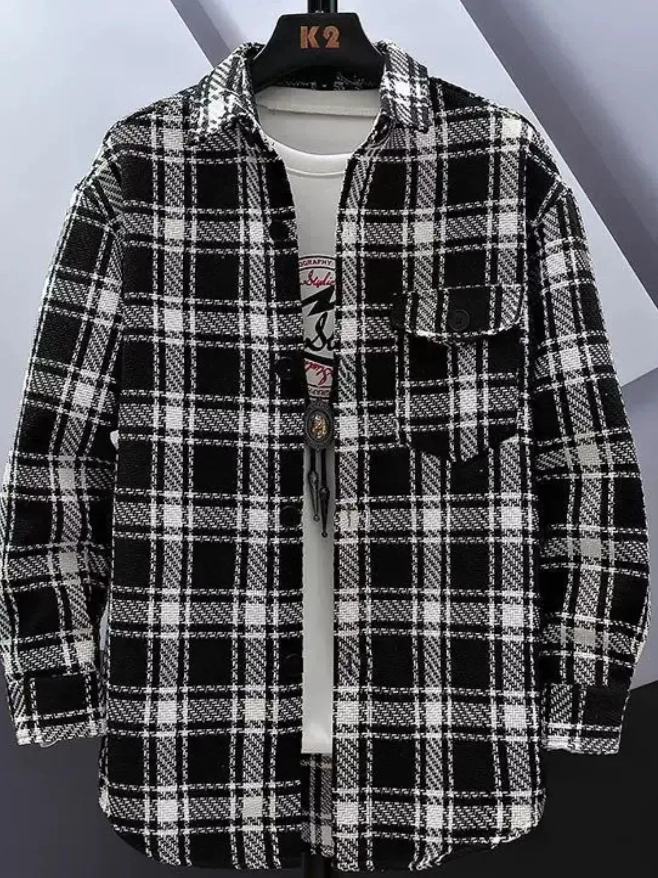 Men's Plus Size Plaid Button Up Shirt designed for comfort and style at Lookzlike