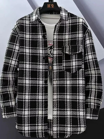 Men's Plus Size Plaid Button Up Shirt designed for comfort and style at Lookzlike