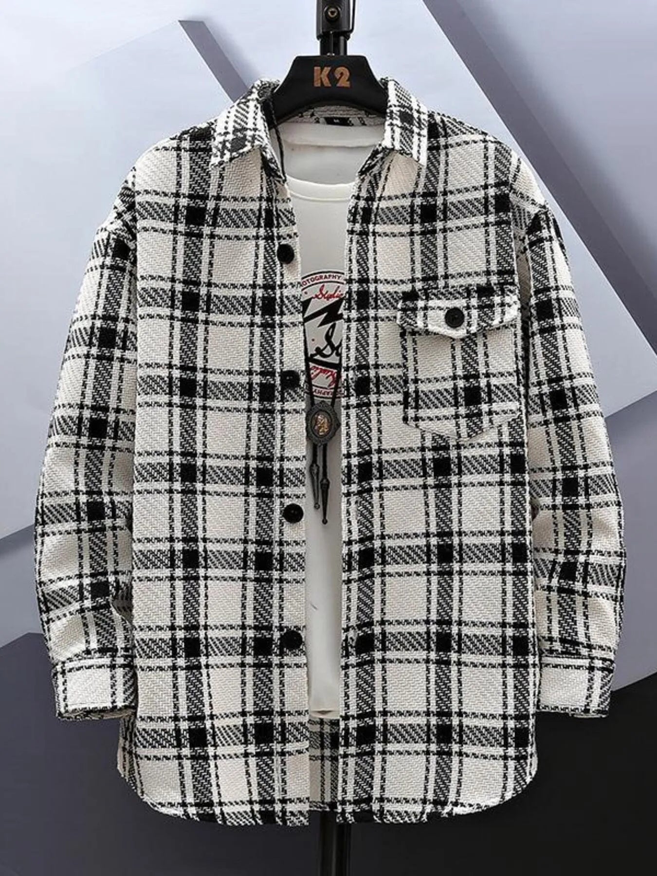 Men's Plus Size Plaid Button Up Shirt designed for comfort and style at Lookzlike