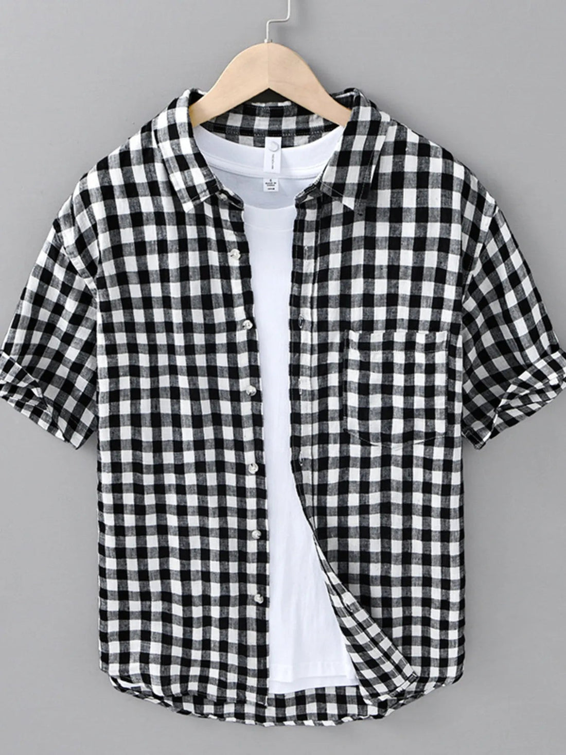 Men's Plus Size Plaid Button Up Short Sleeve Shirt designed for comfort and style at Lookzlike