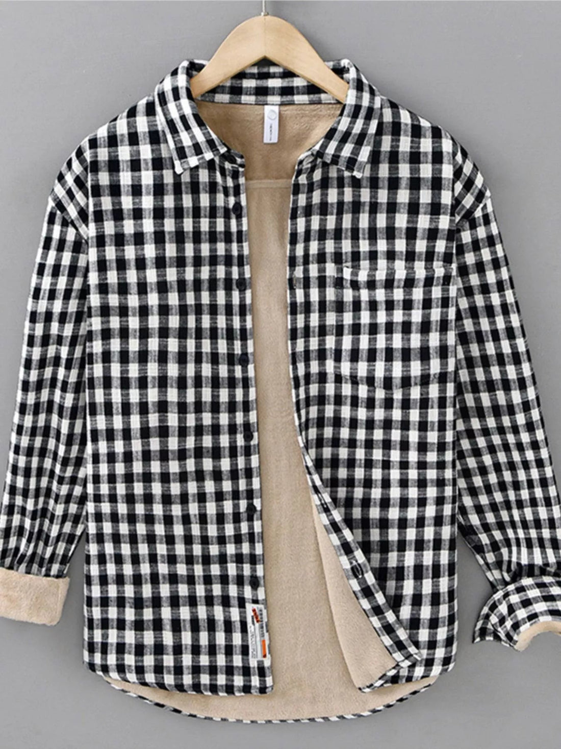Men's Plus Size Plaid Casual Long Sleeve Shirt designed for comfort and style at Lookzlike