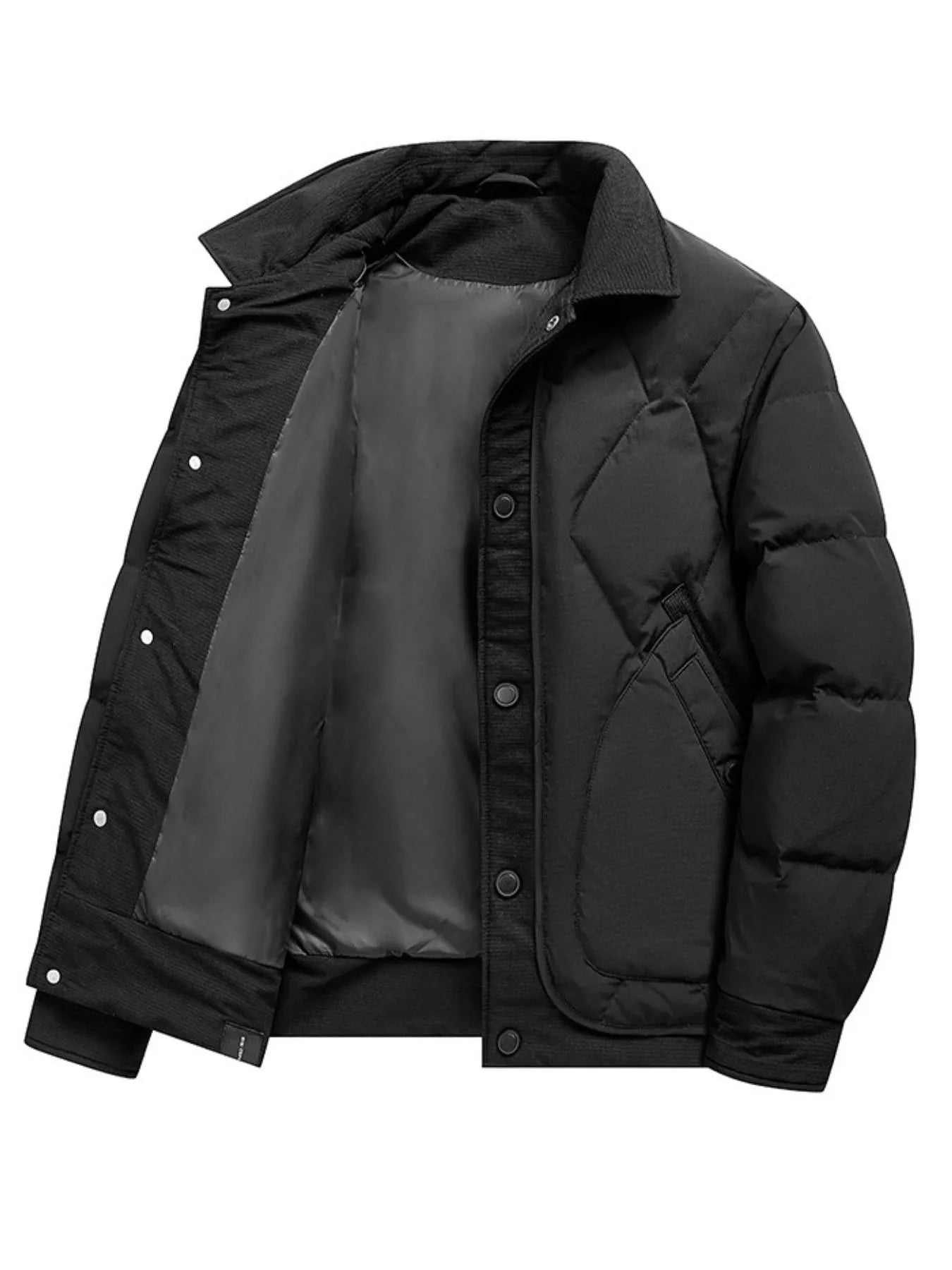 Men's Plus Size Quilted Snap - Down Padded Coat designed for comfort and style at Lookzlike