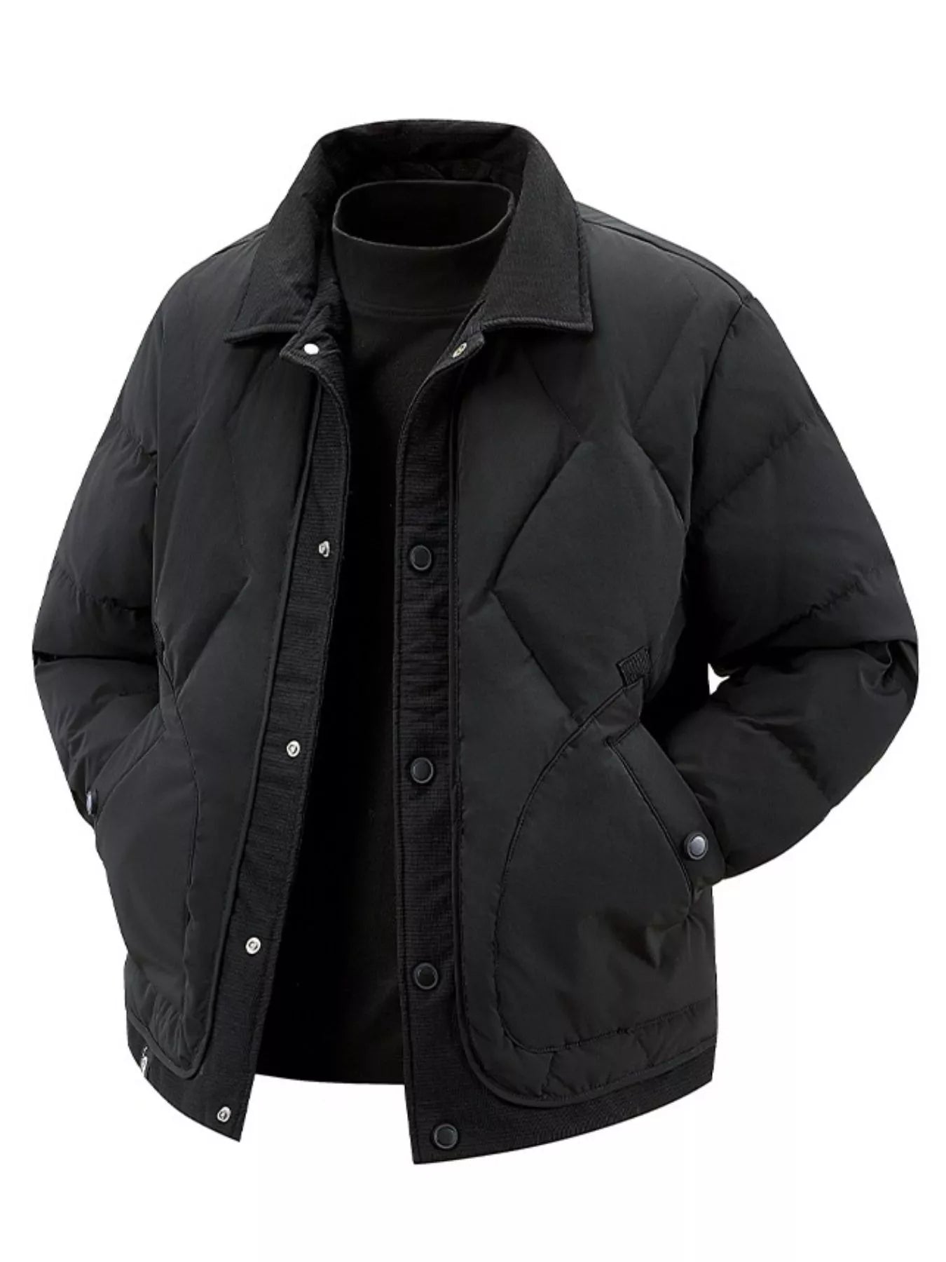Men's Plus Size Quilted Snap - Down Padded Coat designed for comfort and style at Lookzlike