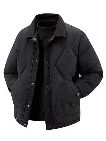 Men's Plus Size Quilted Snap - Down Padded Coat designed for comfort and style at Lookzlike