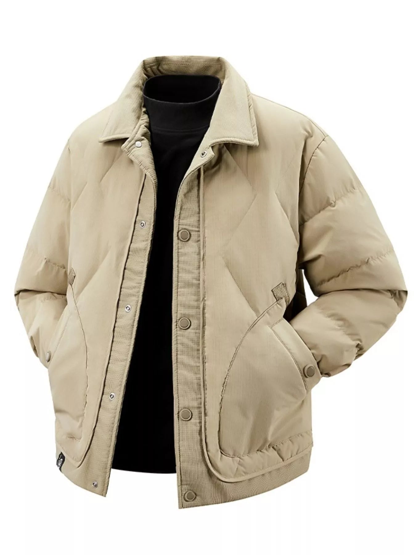 Men's Plus Size Quilted Snap - Down Padded Coat designed for comfort and style at Lookzlike