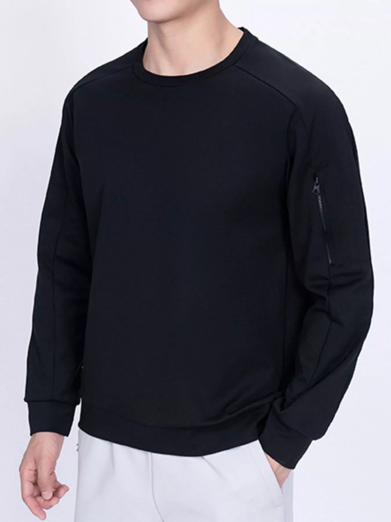 Men's Plus Size Round Neck Long Sleeve Sweatshirt designed for comfort and style at Lookzlike