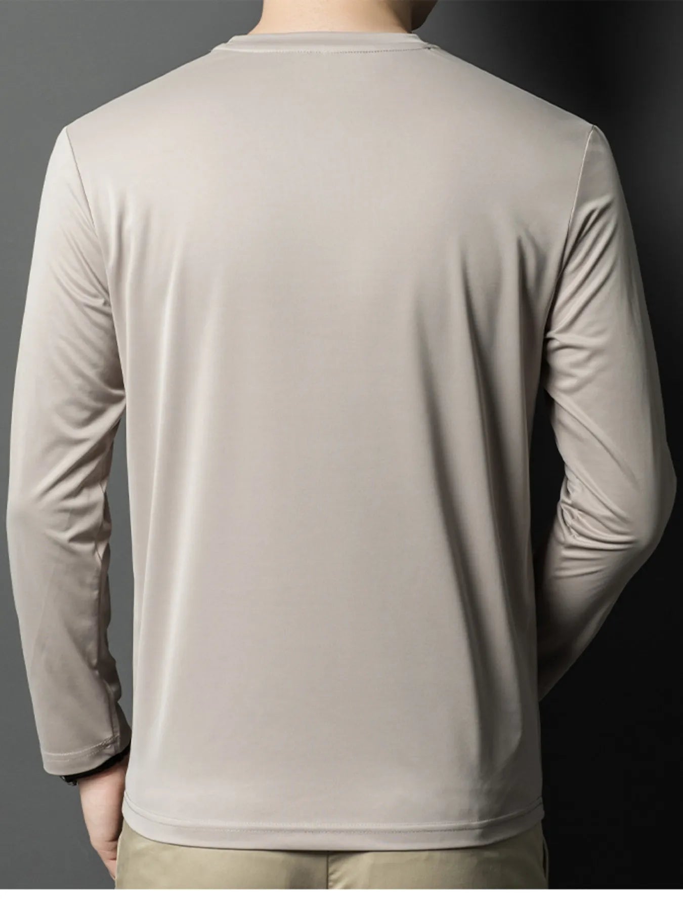Men's Plus Size Round Neck Long Sleeve T-Shirt designed for comfort and style at Lookzlike
