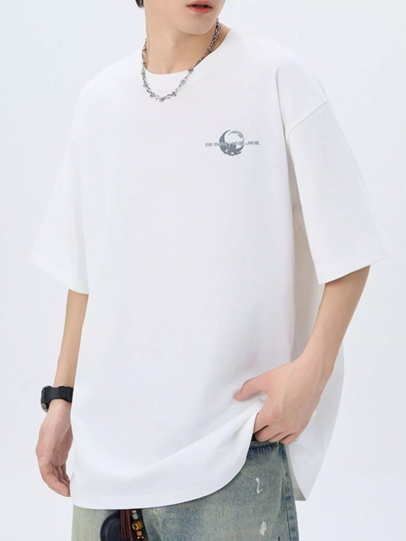 Men's Plus Size Round Neck Short Sleeve T-Shirt designed for comfort and style at Lookzlike