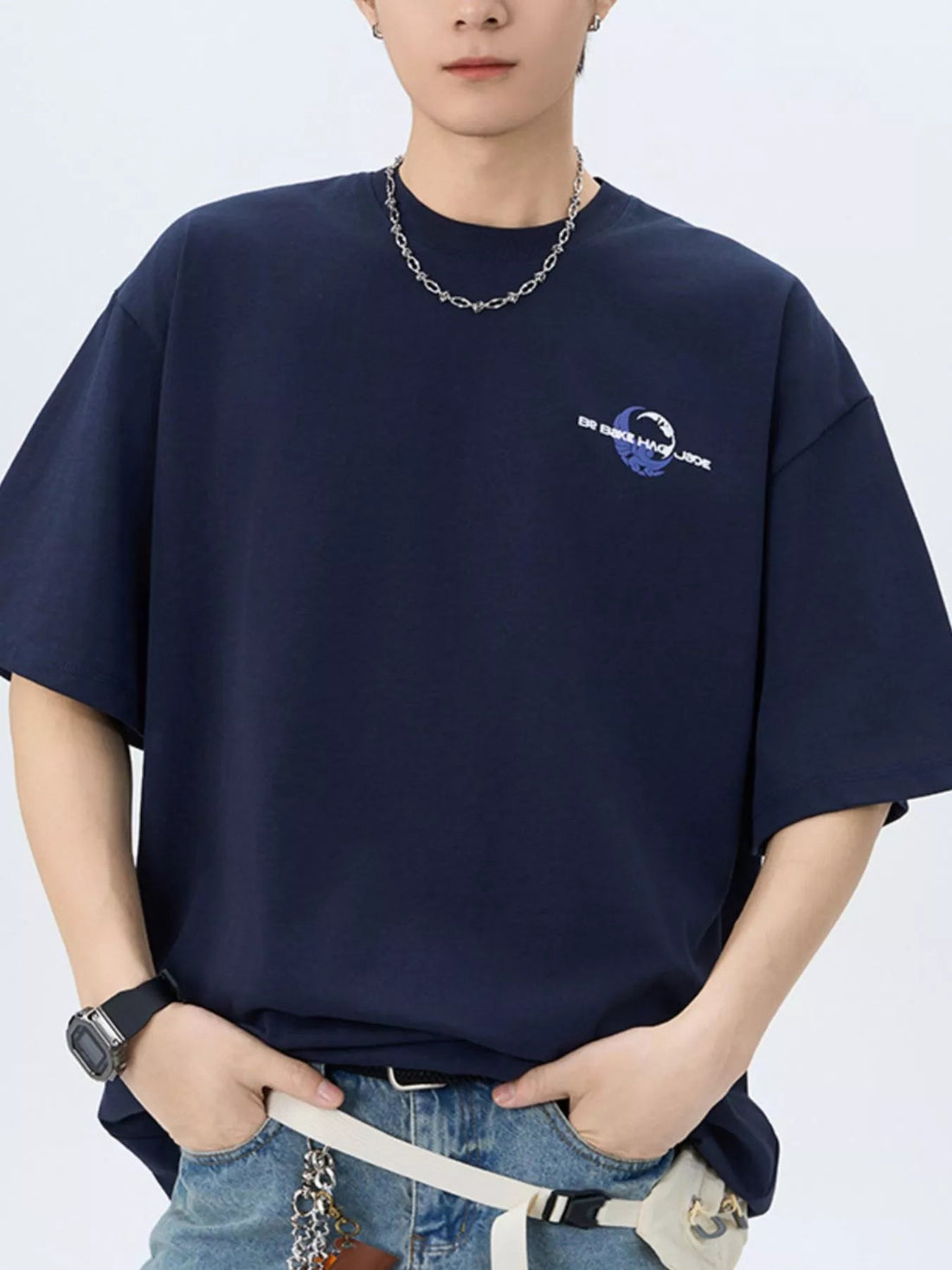 Men's Plus Size Round Neck Short Sleeve T-Shirt designed for comfort and style at Lookzlike
