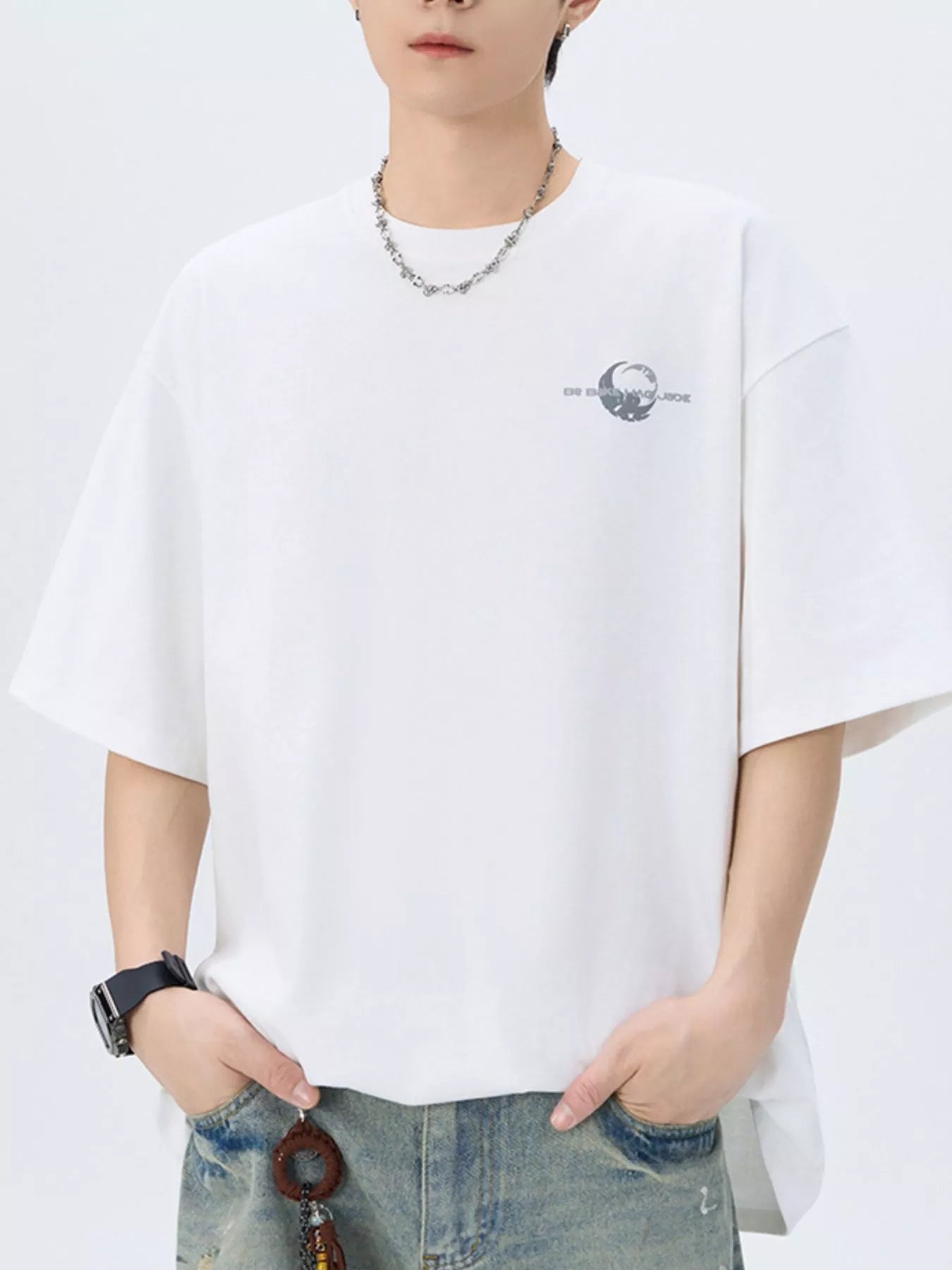 Men's Plus Size Round Neck Short Sleeve T-Shirt designed for comfort and style at Lookzlike