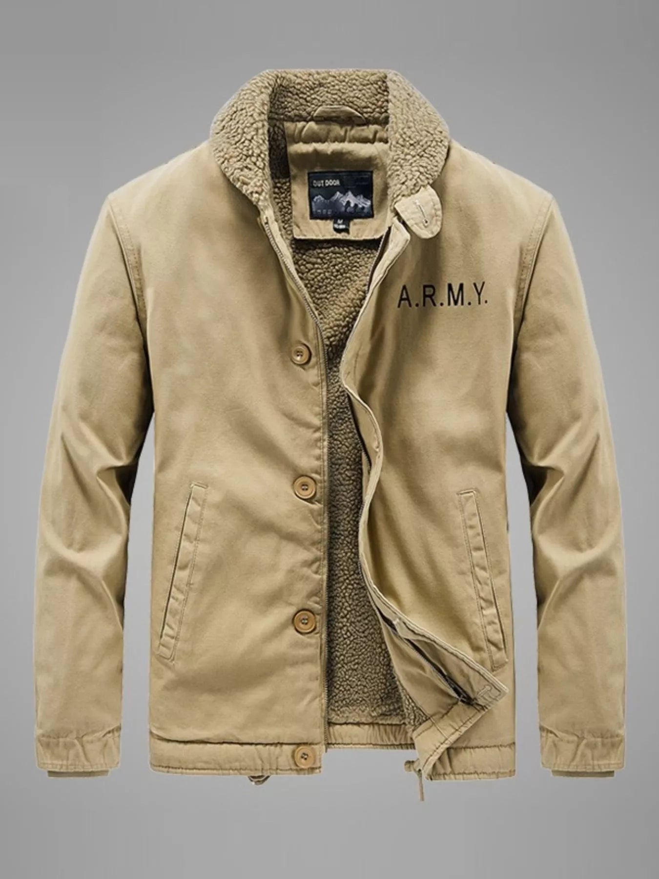 Men's Plus Size Sherpa Collar Button Up Jacket designed for comfort and style at Lookzlike