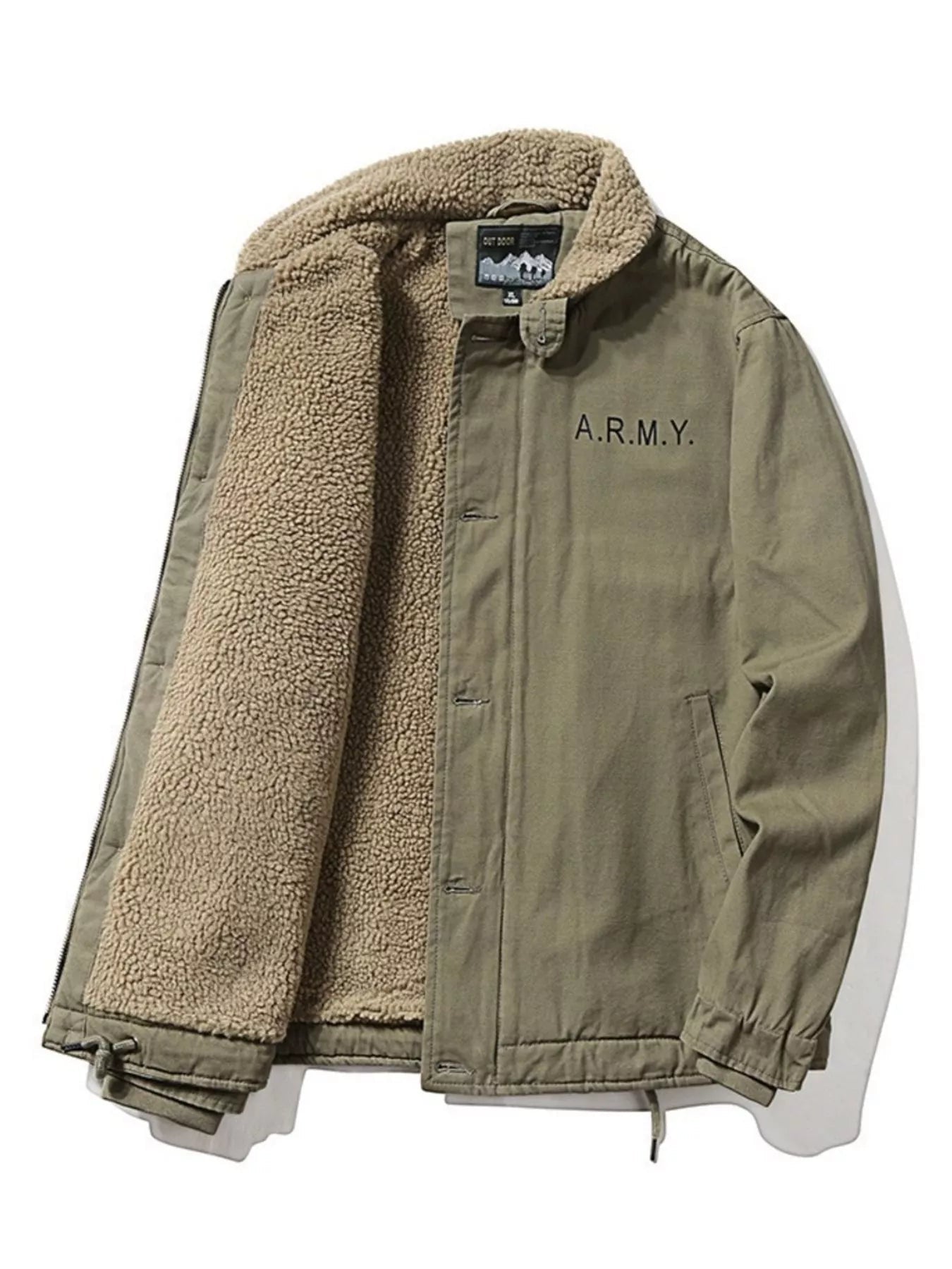 Men's Plus Size Sherpa Collar Button Up Jacket designed for comfort and style at Lookzlike