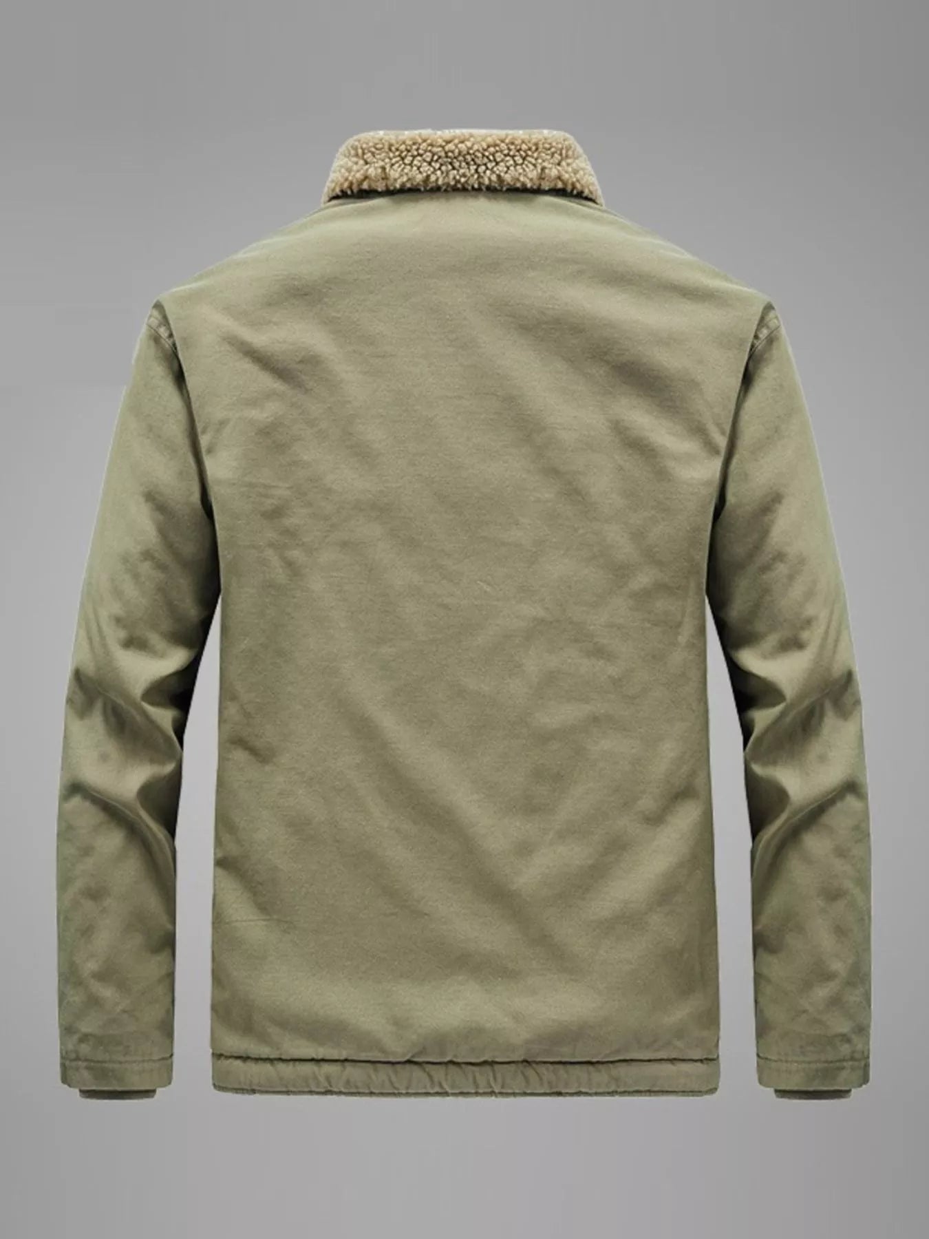 Men's Plus Size Sherpa Collar Button Up Jacket designed for comfort and style at Lookzlike