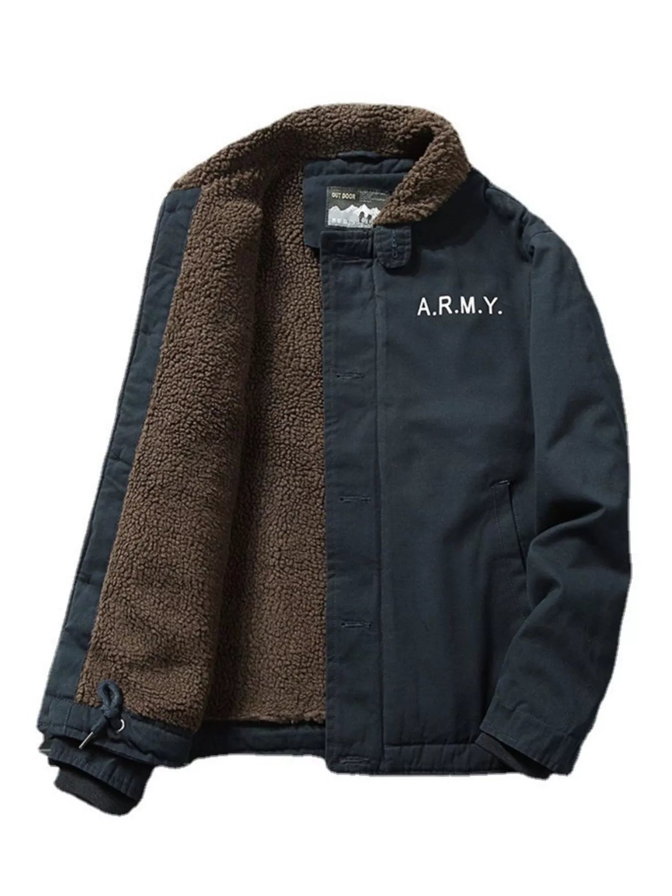 Men's Plus Size Sherpa Collar Button Up Jacket designed for comfort and style at Lookzlike