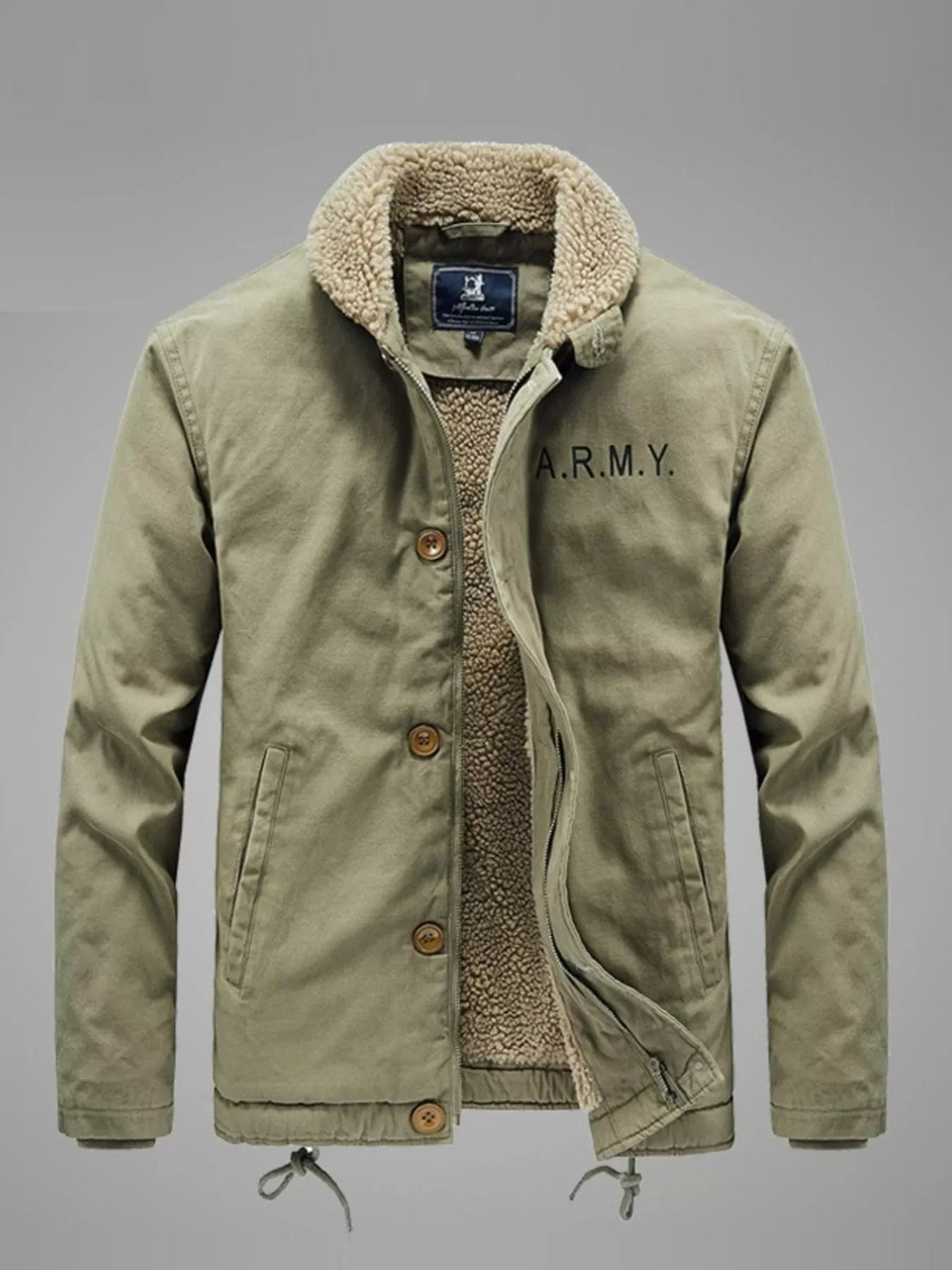 Men's Plus Size Sherpa Collar Button Up Jacket designed for comfort and style at Lookzlike