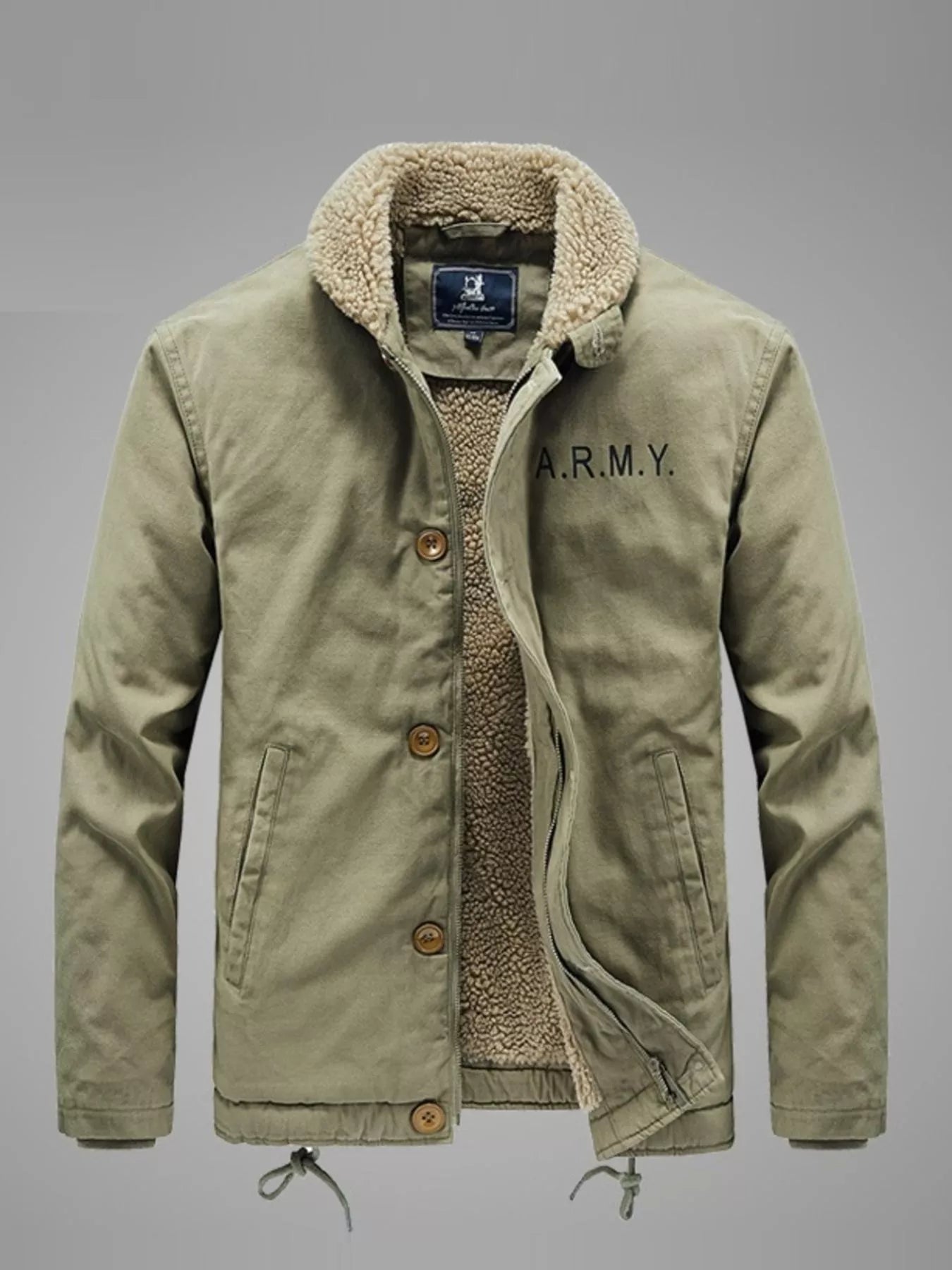 Men's Plus Size Sherpa Collar Button Up Jacket designed for comfort and style at Lookzlike