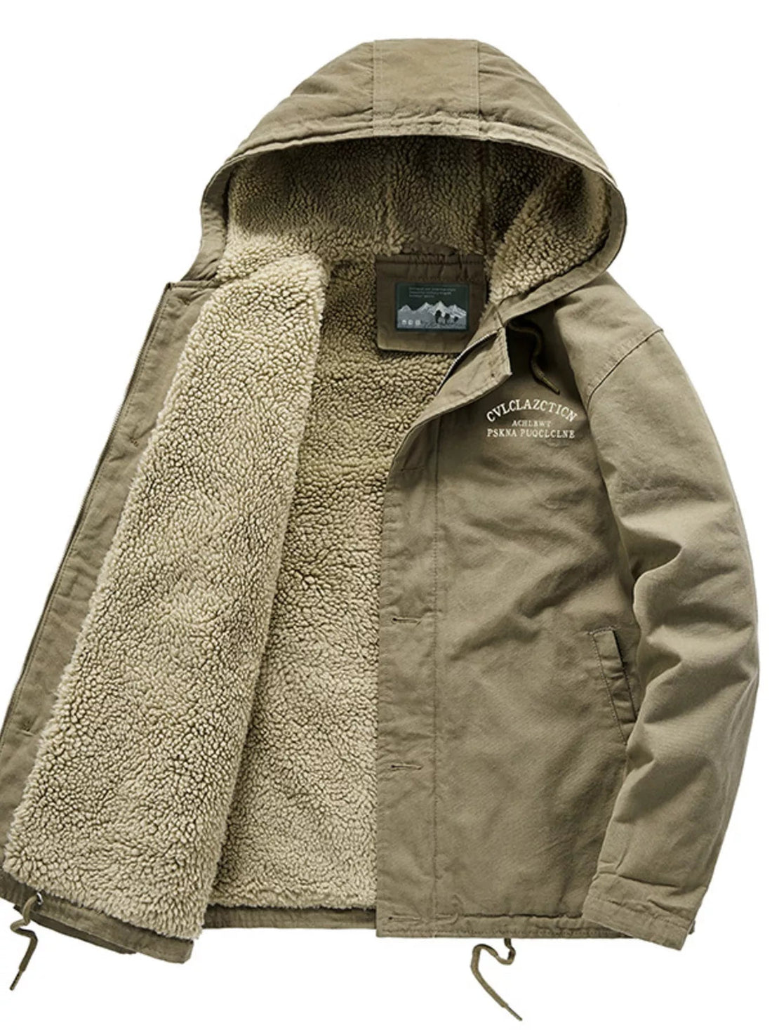 Men's Plus Size Sherpa Lined Hooded Winter Jacket designed for comfort and style at Lookzlike