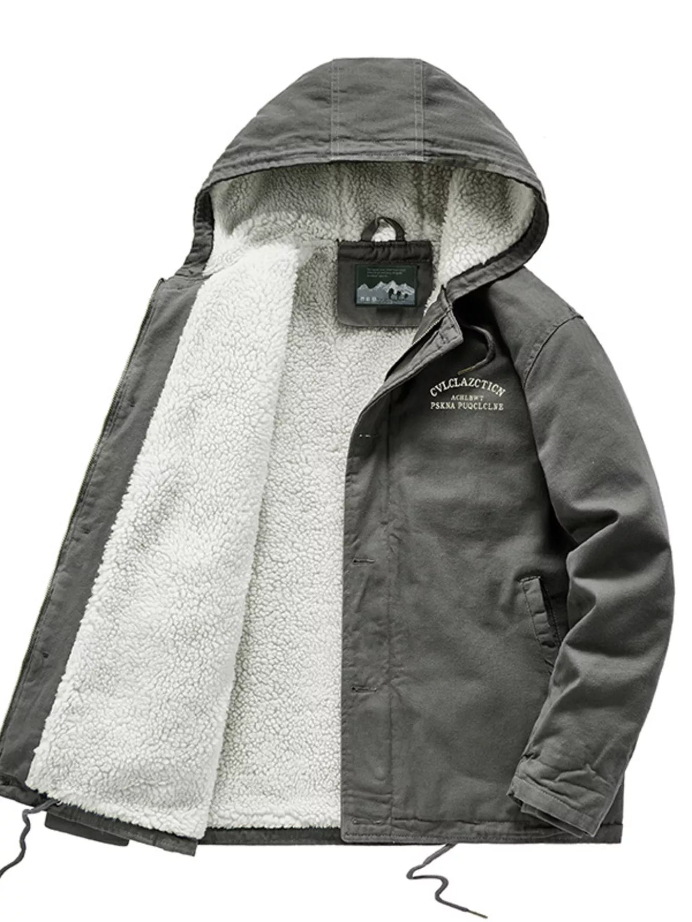 Men's Plus Size Sherpa Lined Hooded Winter Jacket designed for comfort and style at Lookzlike