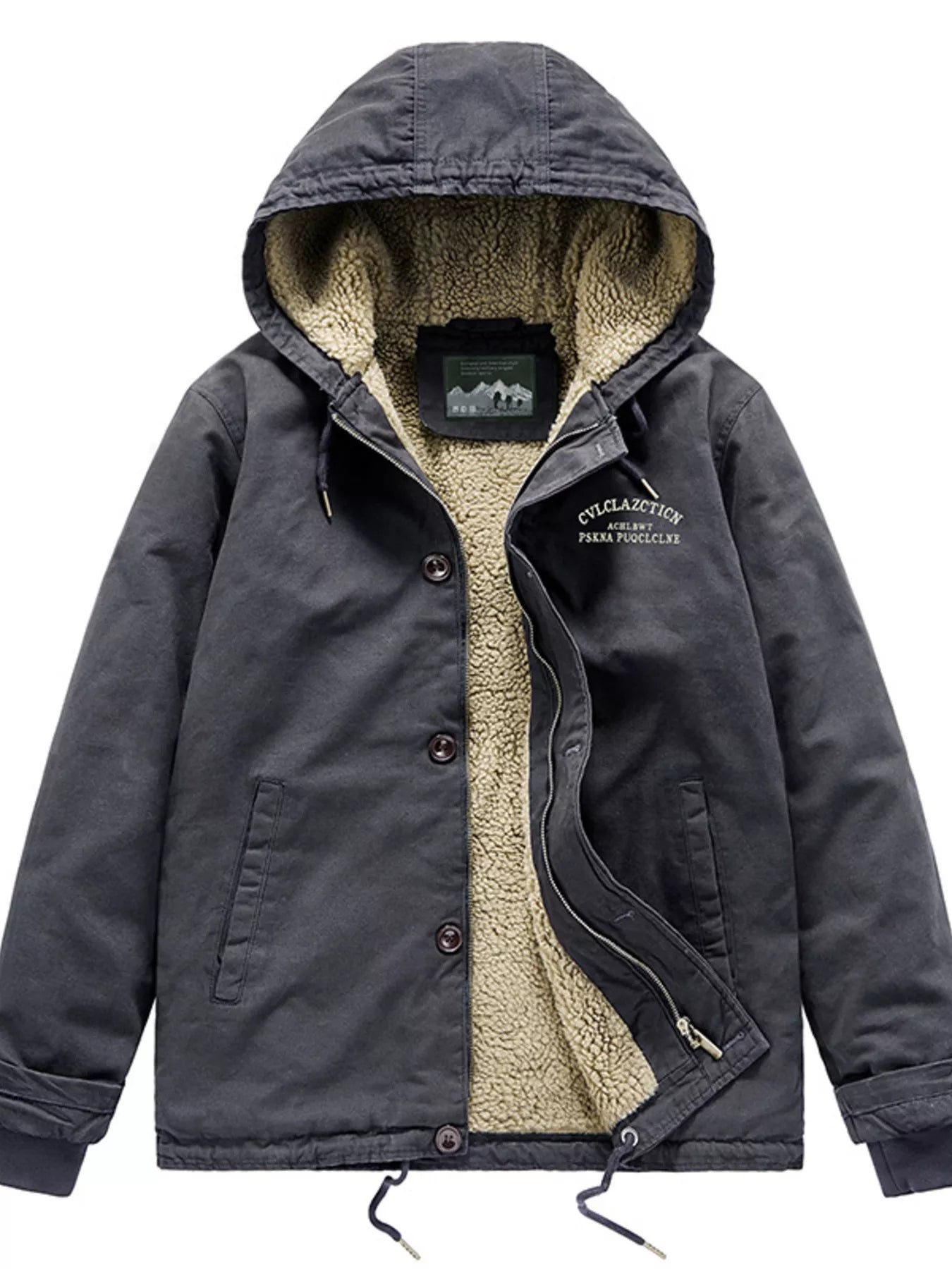 Men's Plus Size Sherpa Lined Hooded Winter Jacket designed for comfort and style at Lookzlike