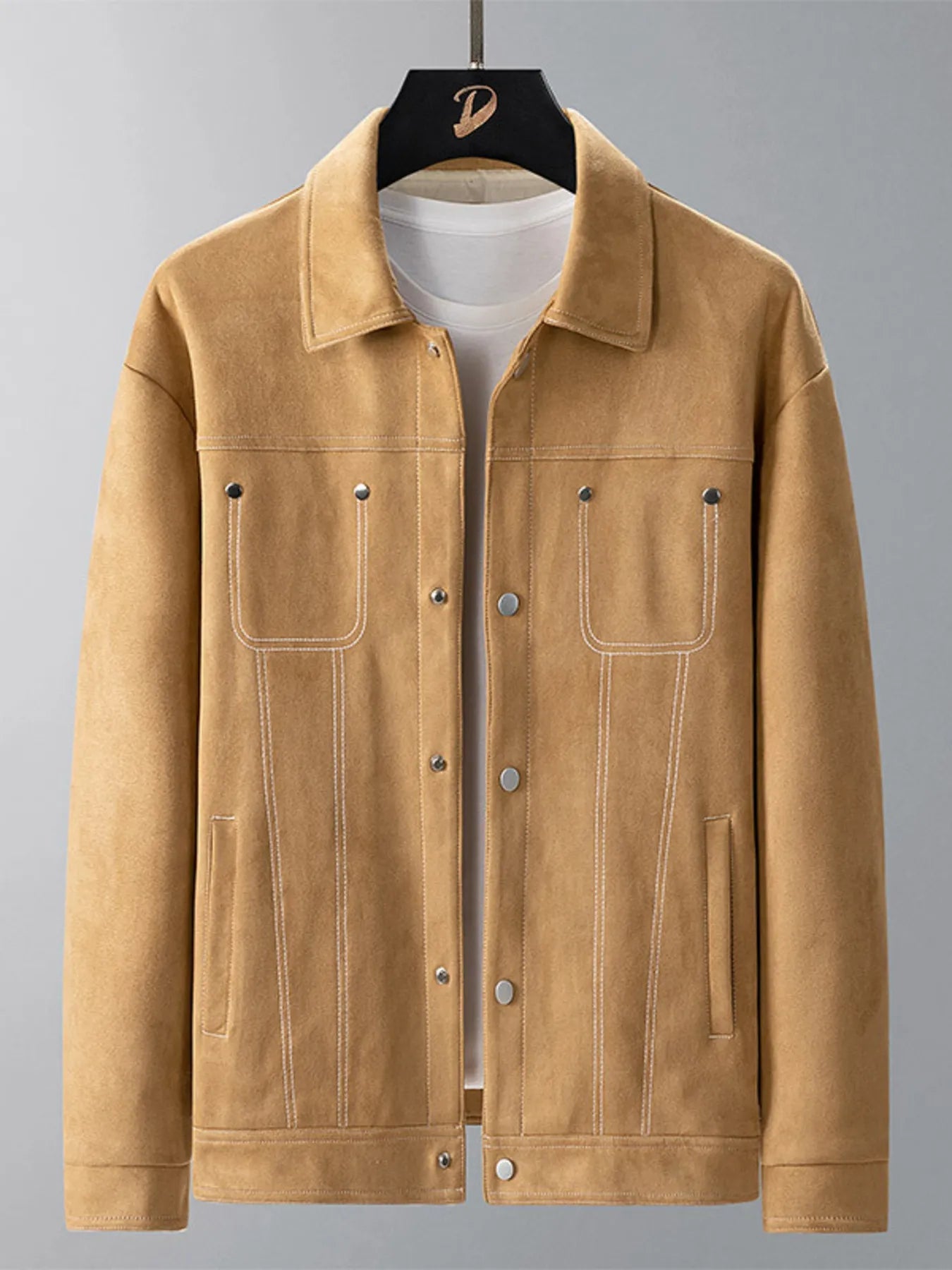 Men's Plus Size Snap Down Long Sleeve Jacket designed for comfort and style at Lookzlike