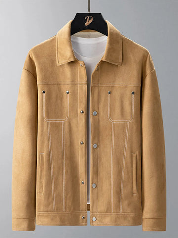 Men's Plus Size Snap Down Long Sleeve Jacket designed for comfort and style at Lookzlike